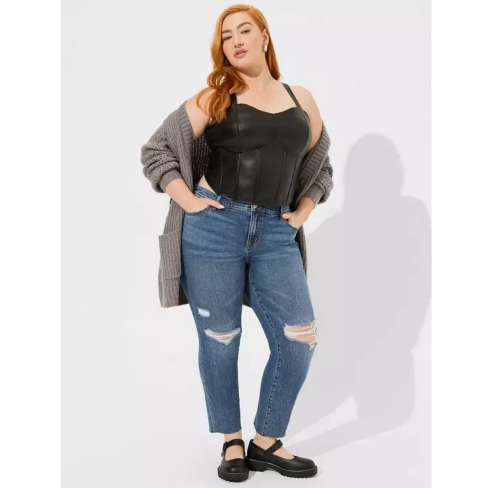 NWT Torrid Black Faux Leather Corset Crop Top Size 3x
